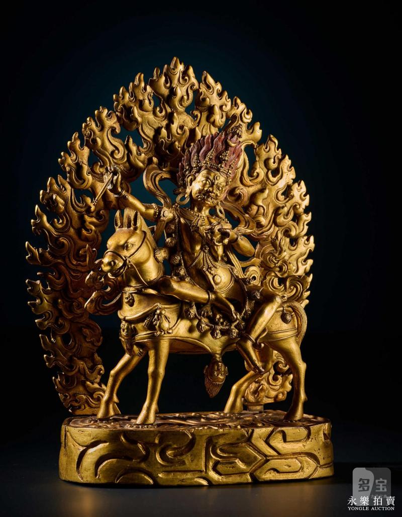 16-17世纪 （扎什伦布寺）铜鎏金吉祥天母 - 图8